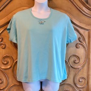 Fortune aqua flowered tee